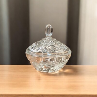 Anchor Hocking Star Of David Early American Prescut Candy Dish & Lid 5 1/4'' EAPC
