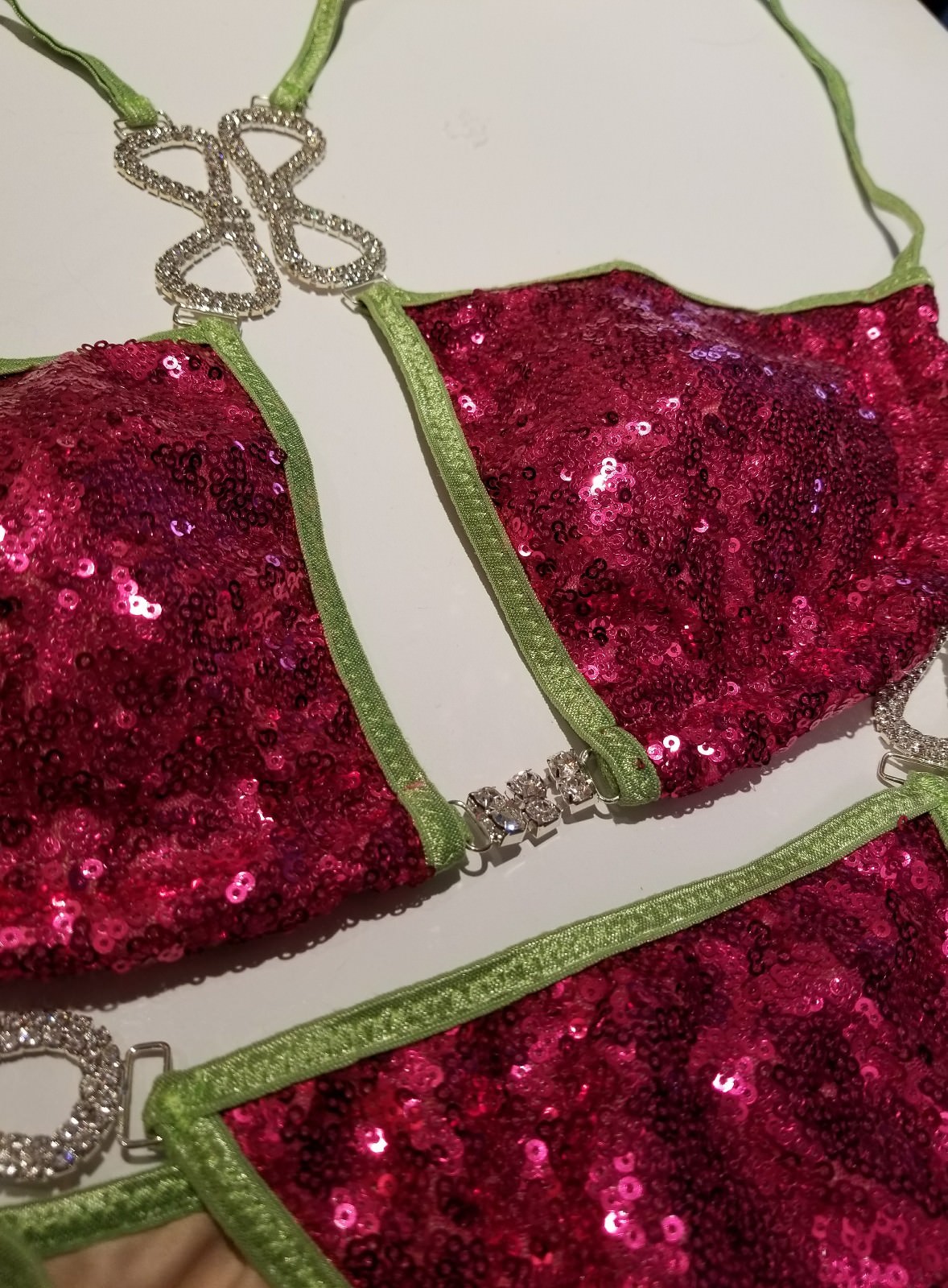 NPC/IBFF Hot Pink Sequin Bikini Competition Suit | eBay