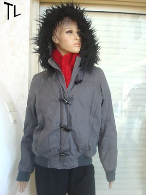 BLOUSON DOUDOUNE A CAPUCHE TWEAD GRISE DE MARQUE GEMO TL 40/42