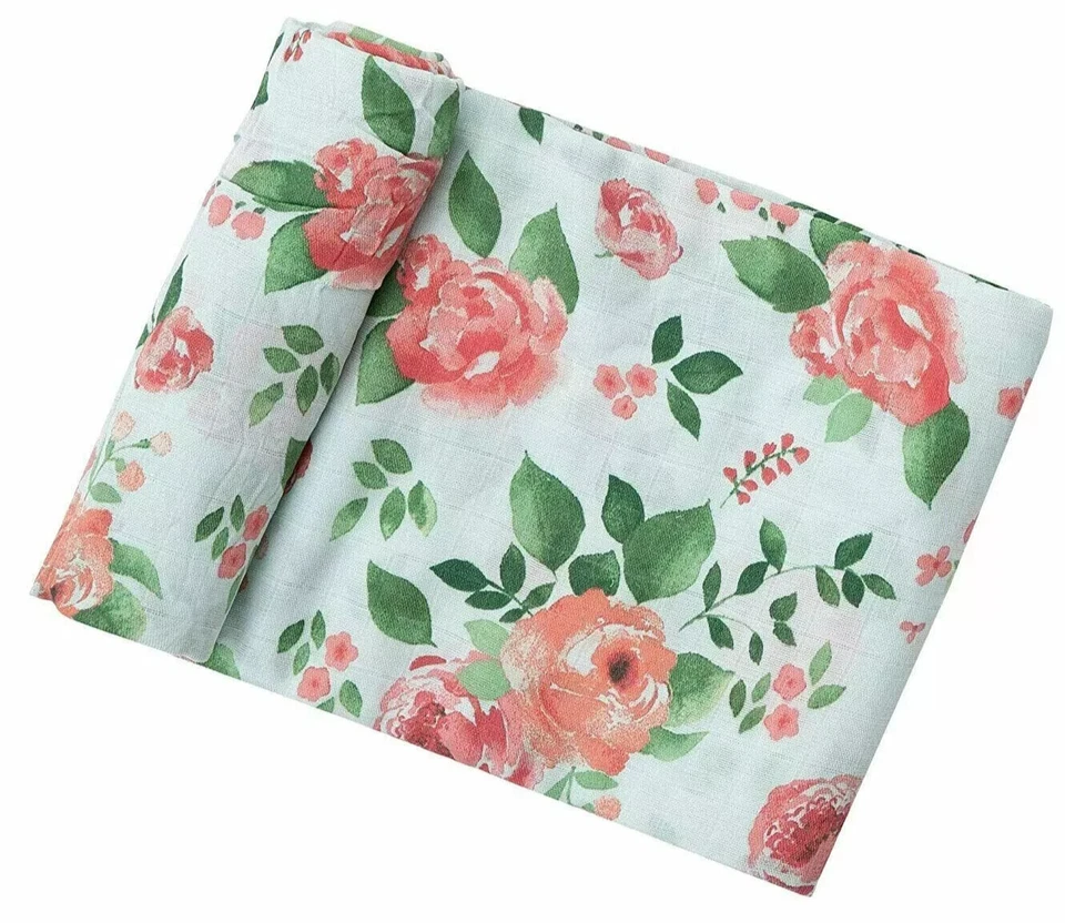 Angel Dear Lujosa Manta Suave para Bebé - Grande 47x47" Azul Verde Floral Foto 2 de 4