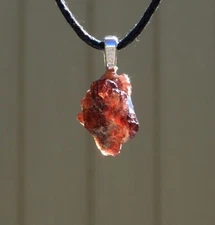Red Zircon from Tanzania Free Form Stone Crystal Pendant Necklace Small