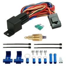 DUAL ELECTRIC FAN THERMOSTAT TEMPERATURE ENGINE GROUND SENSOR SWITCH WIRING KIT
