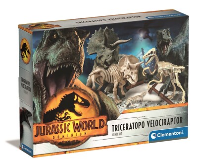 Clementoni Jurassic World Ausgrabungs Set Triceratops Velociraptor Dino Neu19289
