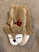 CAPELLI New York ~ Reindeer Slippers Socks w/Faux Fur & Grippers Size S/M NWT