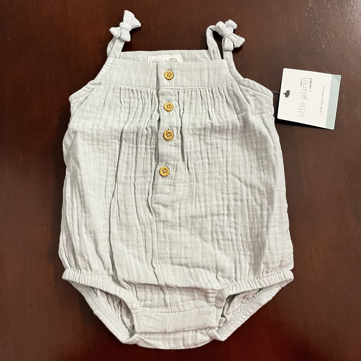 Little Planet 3M Baby Girl Organic Cotton Gauze Bubble Romper by