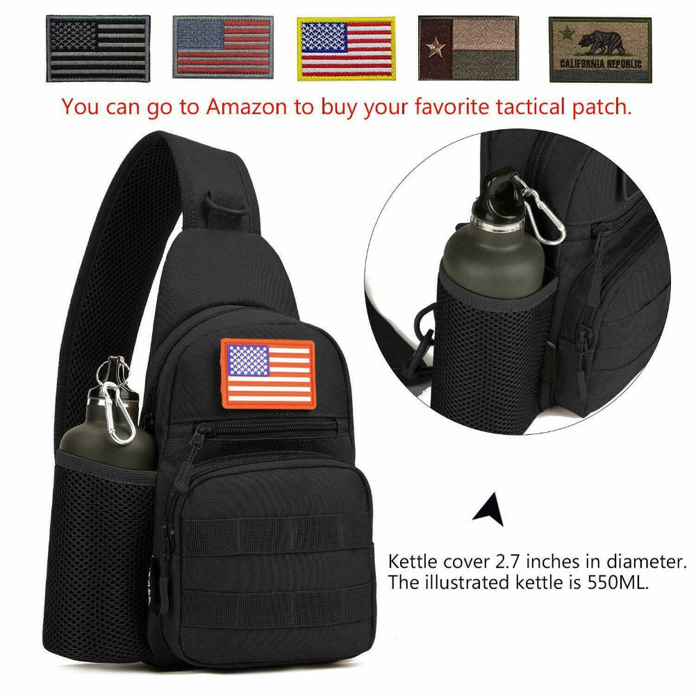 MQIONGJOOY Taktischer Sling Rucksack Für Herren - Wasserabweisend, Mit MOLLE-System, 18x12x26 Cm