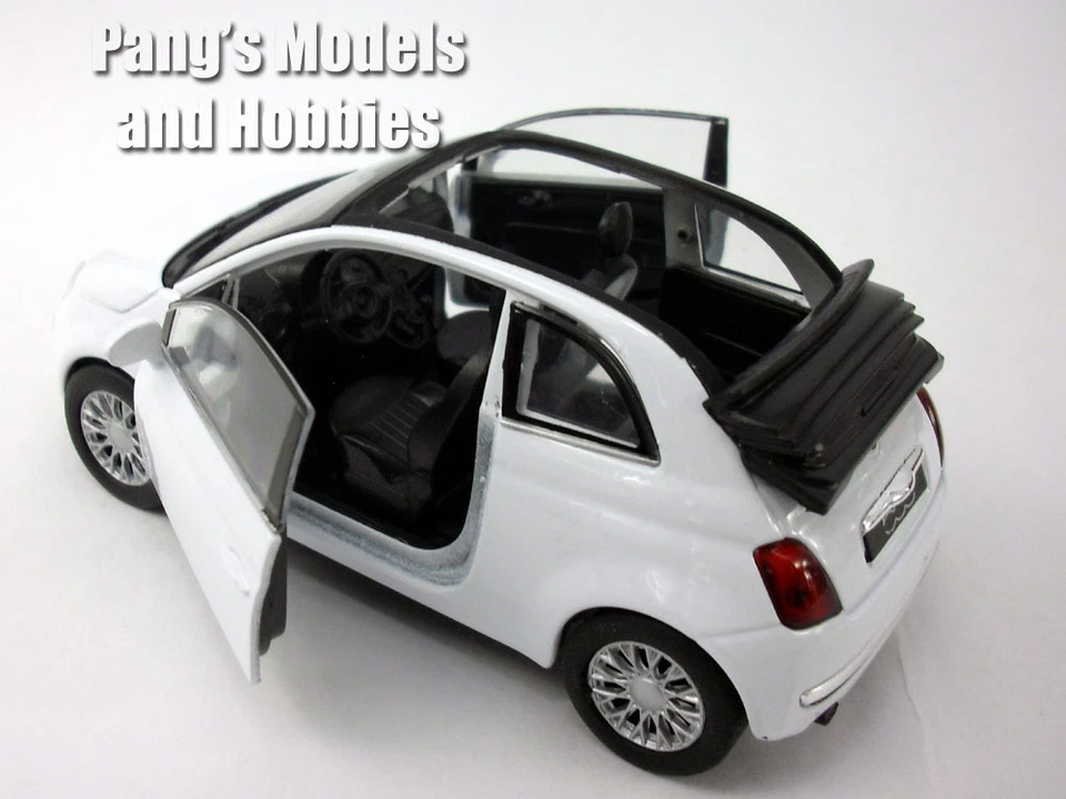 4.25 inch 2010 Fiat 500C (500) 1/32 Scale Diecast Model by Welly - WHITE - Image 3 of 4
