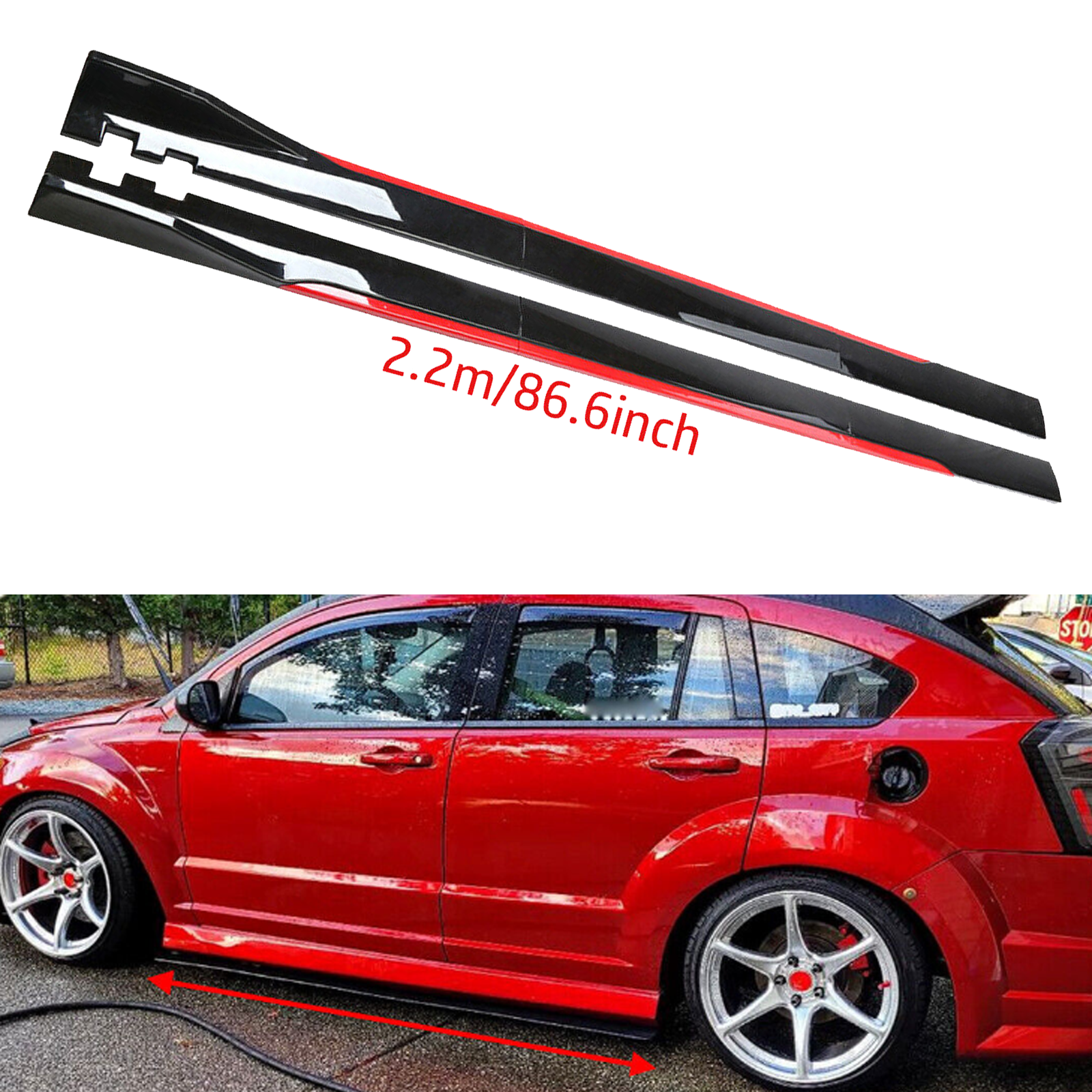 For Dodge Caliber SRT4 Side Skirt Extension Body Kit Splitter Spoiler Glossy