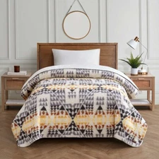 PENDLETON Sherpa fleece blanket TWIN, arrow point gray - NEW