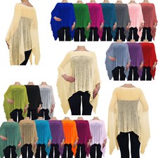 Ladies Poncho One Size Crochet Lace Fish Net Batwing