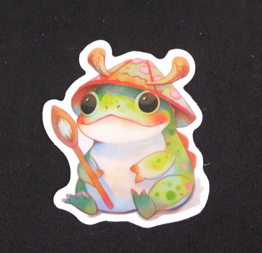 Frog Wearing Hat With Wand Adorable Frog Sticker x (AB