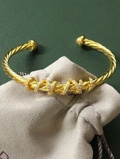 David Yurman 4mm & 18K Gold Cable Cuff Bracelet