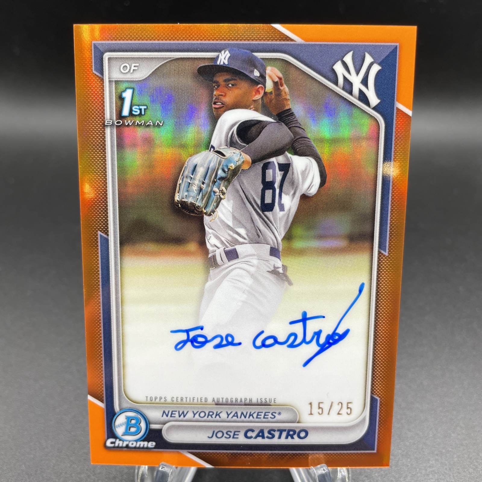 2024 Bowman Chrome Jose Castro 1st Bowman Auto Orange Refractor /25