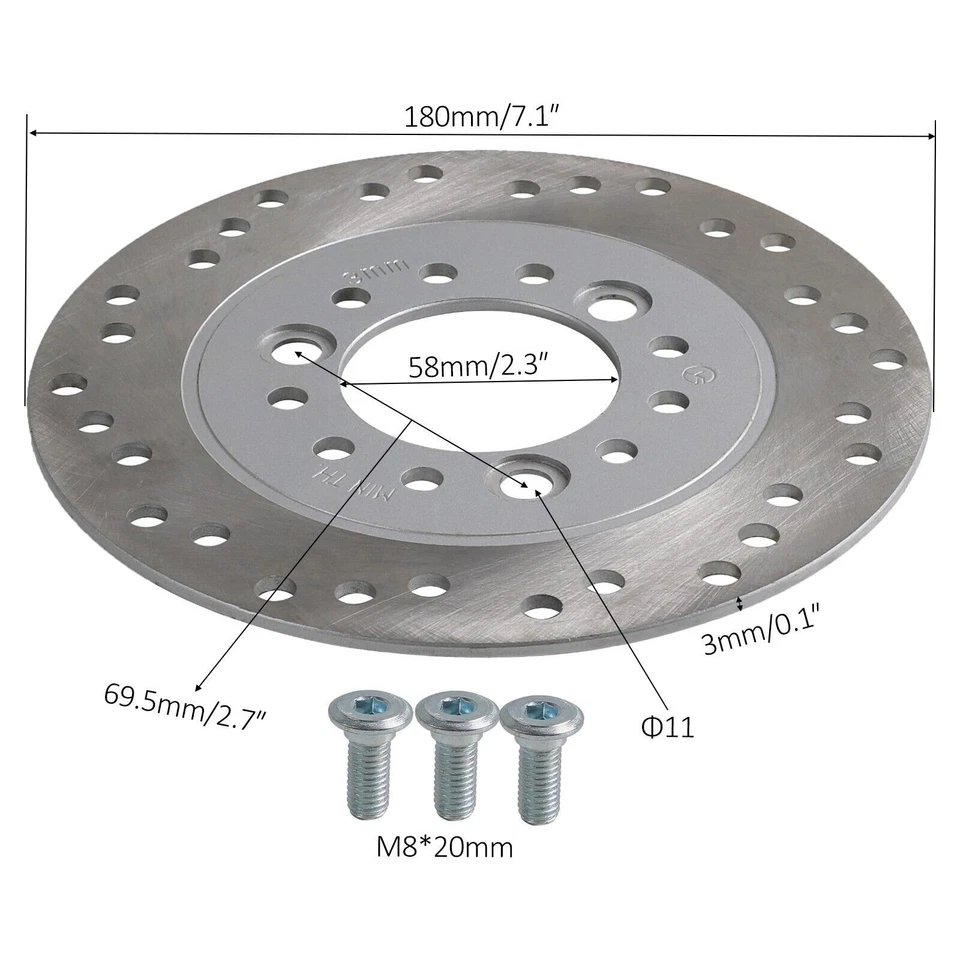 180mm Front Brake Disc Rotor Fit Electric Bike Scooter ATV Quad Go Kart Mobility - Image 2 of 4
