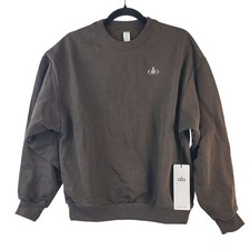 NEW Alo Yoga Accolade Crew Neck Pullover Sweatshirt In Espresso Size S