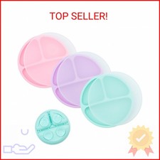 WeeSprout Suction Plates for Babies With Lids  Toddlers - 100 Silicone, Dinner