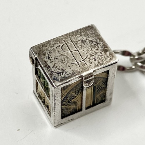 Pulsera Beau vintage de plata esterlina con 7 dijes • Caja de dinero, estados + - Imagen 4 de 11