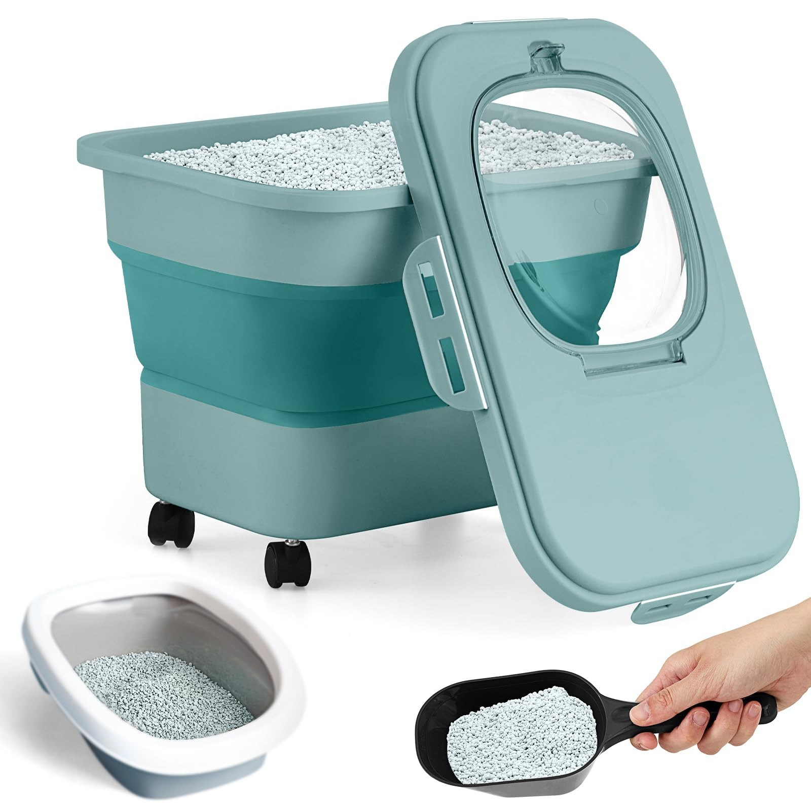 Juexica Collapsible Cat Litter Storage Bin Container with Airtight ... Fast Ship