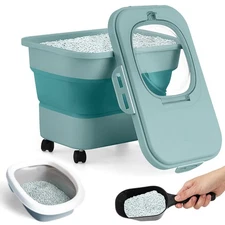 Juexica Collapsible Cat Litter Storage Bin Container with Airtight ... Fast Ship