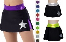 Sidelines SKORT SKIRT w/SHORTS Silver Star Dance Costume Choice Color  Size New