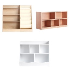 Uimoso 4-Tier Kids Wooden Bookshelf Six Layer Sling Bookcase for Books and Toys