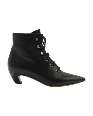 Dior Schnürstiefeletten spitz zulaufend aus Leder Damen schwarz Größe 37