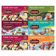 Celestial Seasonings Holiday Tea Sampler, Herbal Variety, 18 Ct (6 Pack)