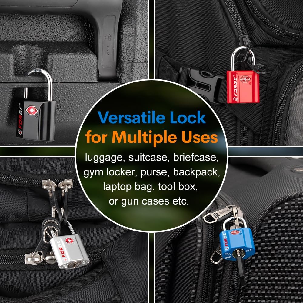 Black 4 Pack TSA Approved Travel Luggage Locks Ultra-Secure Dimple Key Travel