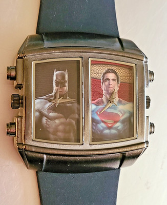 Batman Vs. Superman DC Comics Dual Time Zones Watch, New Batteries