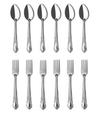 Forks and Spoons 12 Pieces Stainless Steel Cutlery Silverware Flatware Tablew...