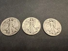 United States Half Dollar "Walking Liberty" 90% Silver 1941d 1942 1943 (3) coins