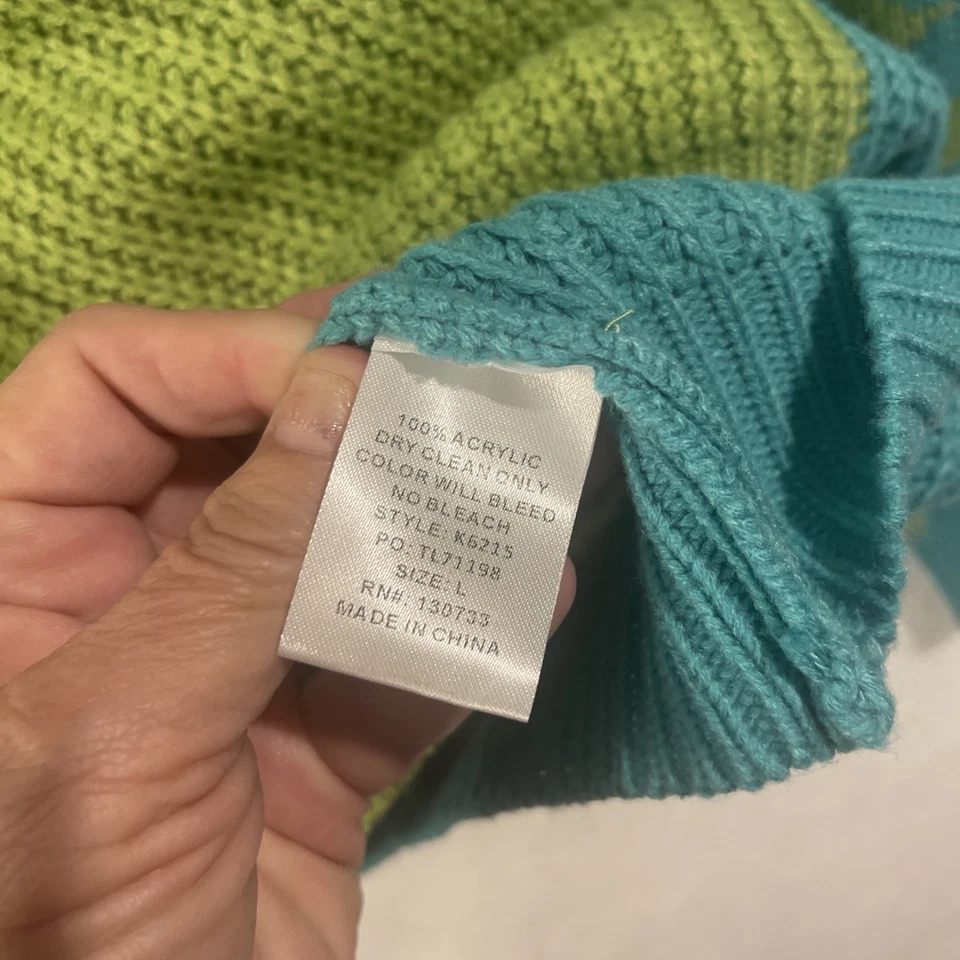 Suéter para mujer Umgee bloque de color talla grande azul verde cuello en V Foto 3 de 4