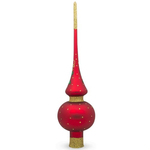 Papá Noel y muérdago en boca roja vidrio soplado árbol de Navidad adorno 11 pulgadas - Imagen 2 de 4