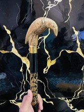 Designer Beautiful Handcrafted Wooden Walking Cane Brass Handle Wooden Stick