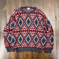 Vintage 1990s Italian Geometric Stripe Knitted Sweater / made in Italy / Large