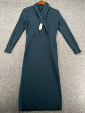Ann Taylor True Wrap Midi Dress Women Size XS Green Long Sleeve NEW
