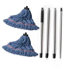 Matthew Large 1 Looped End String Mop w/2 Mop Heads Medium Mop Stick(screw-on)