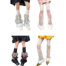 Women Leg Warmers Ruffles Long Socks Breathable Leg Sleeves Gothic Leg Covers