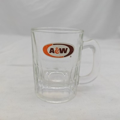 Vintage A&W Root Beer Miniature Beer Stein Clear Glass Espresso Mug Shot Cup