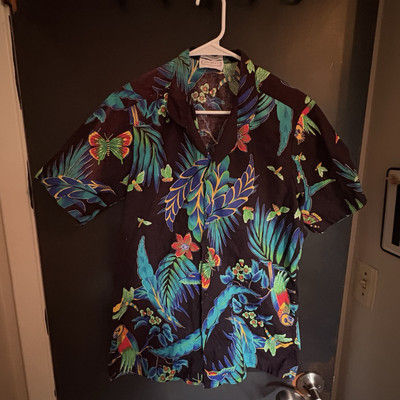 Mr. Witt - Men s Size Med - Jungle Parrot Print Shirt - 100% Cotton- Made In USA