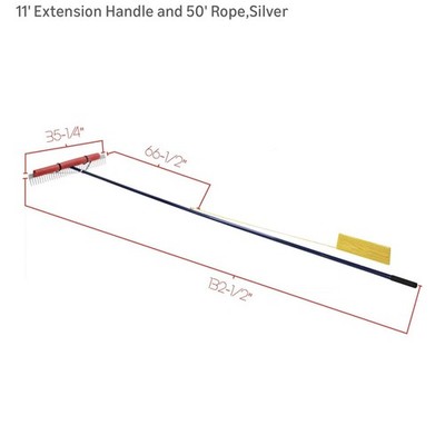 Extreme Max 3005.4098 36'' Floating Lake Weed Rake 11' Handle Extension/50' Rope