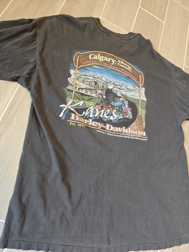 Camisa Harley Davidson vintage para hombre XXL Calgary Canadá envejecida puntada única - Imagen 6 de 24