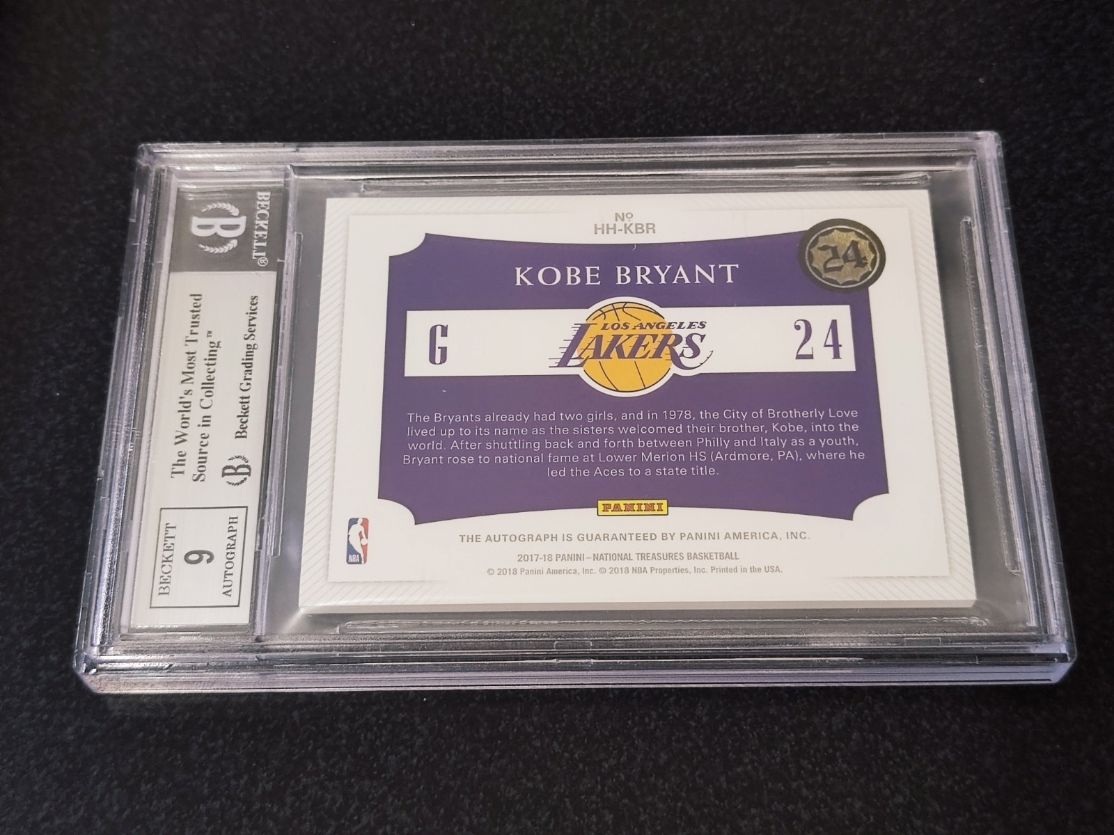 2017-18 National Treasures Hometown Heroes Auto Bronze KOBE BRYANT /25 BGS 9!! view 4