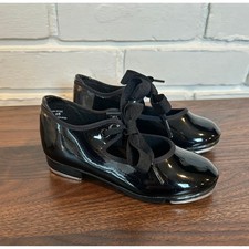 Capezio 3800 Mary Jane Girls Black Patent Tyette Tap Shoes Tele Tone Tap Size 10