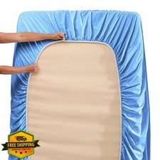 Hearth Harbor Cal King Deep Pocket Sheet Set 4pc Calm Blue 24" Mattress
