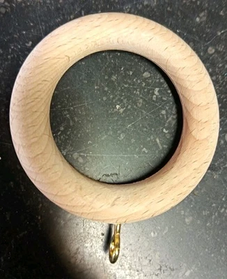 Anneau en bois pour tringle à rideau déco fenêtre Diamètre 45mm - Photo 1/4