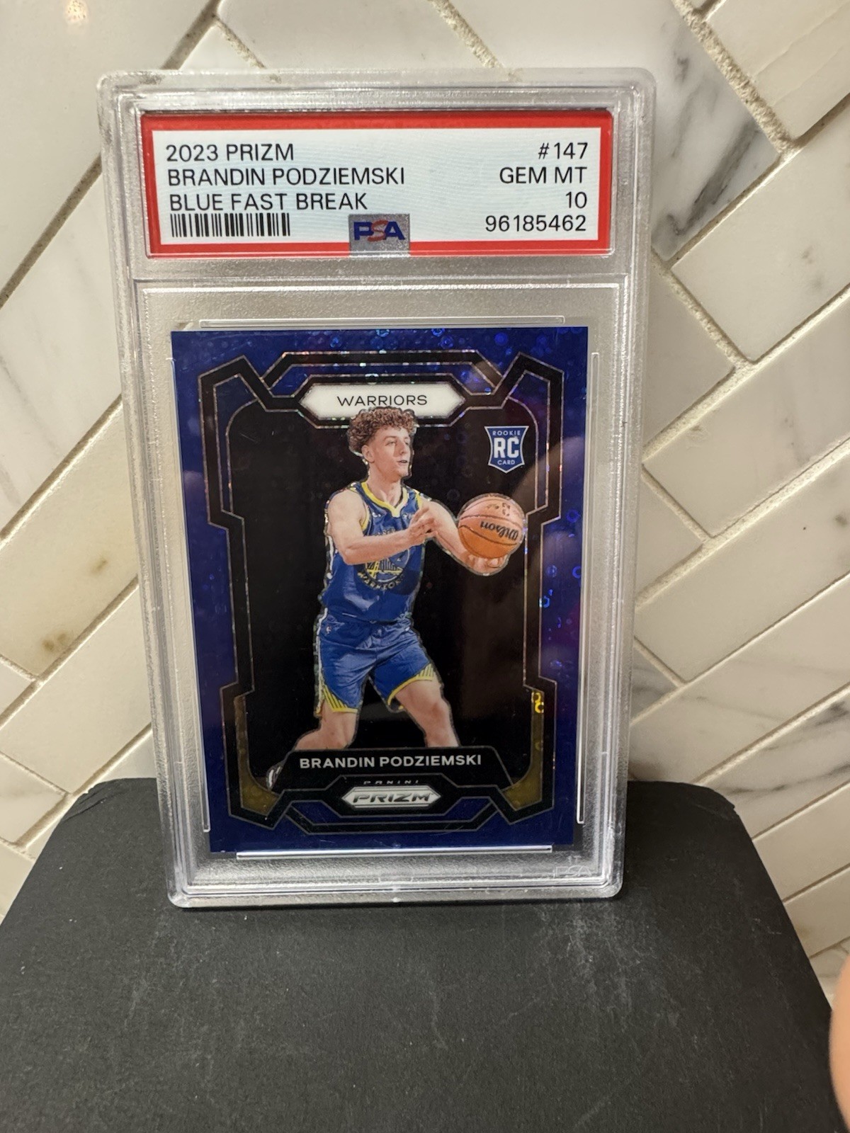 2023 Brandon Podziemski Prizm Blue Fast Break /150 #147 PSA 10