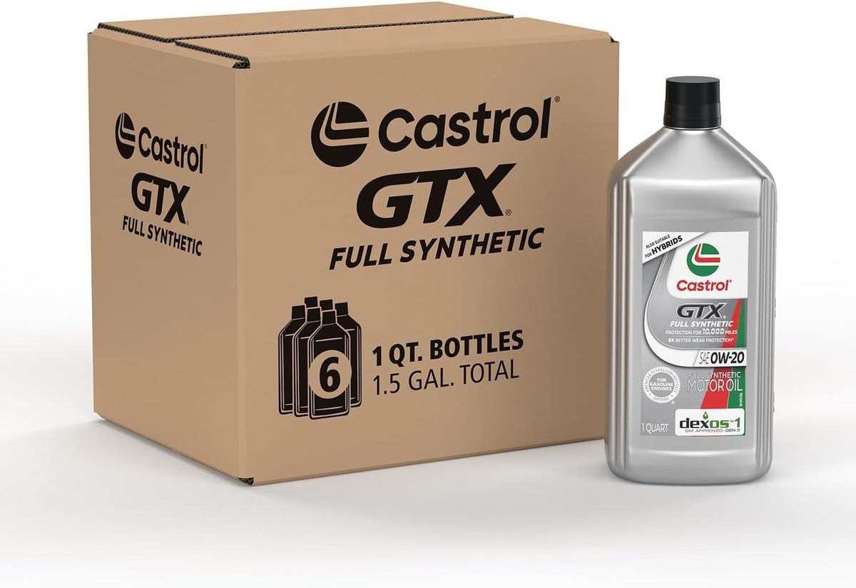 Castrol GTX Dexos Full Synthetic 0W-20 Motor Oil Case of 6-1 Qt