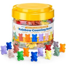 Rainbow Counting Bears Set of 200, 10 Colors Sorting Teddy Plastic Bears Math...
