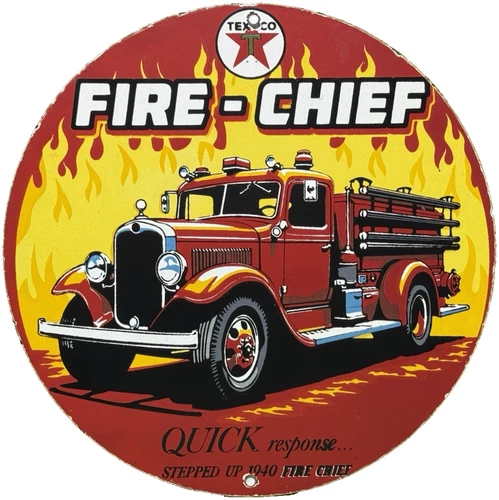 VINTAGE TEXACO FIRE CHIEF GASOLINE PORCELAIN SIGN MOTOR OIL GAS STATION PUMP